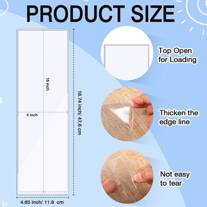 Outus 100 Pcs Clear Self Adhesive Pockets - Bin Labels for Storage Bins, Pocket Label Sleeves, Plastic Index Card Holder with Top Open for Organizing Bins Box Drawer(18 x 4 Inch)