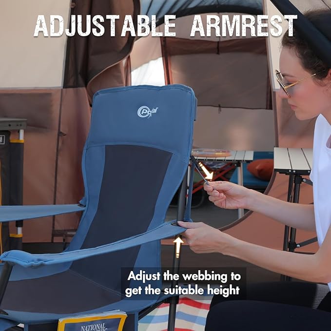 Portal Folding Camping Rocking Chair Portable Outdoor Rocker High Back Cup
