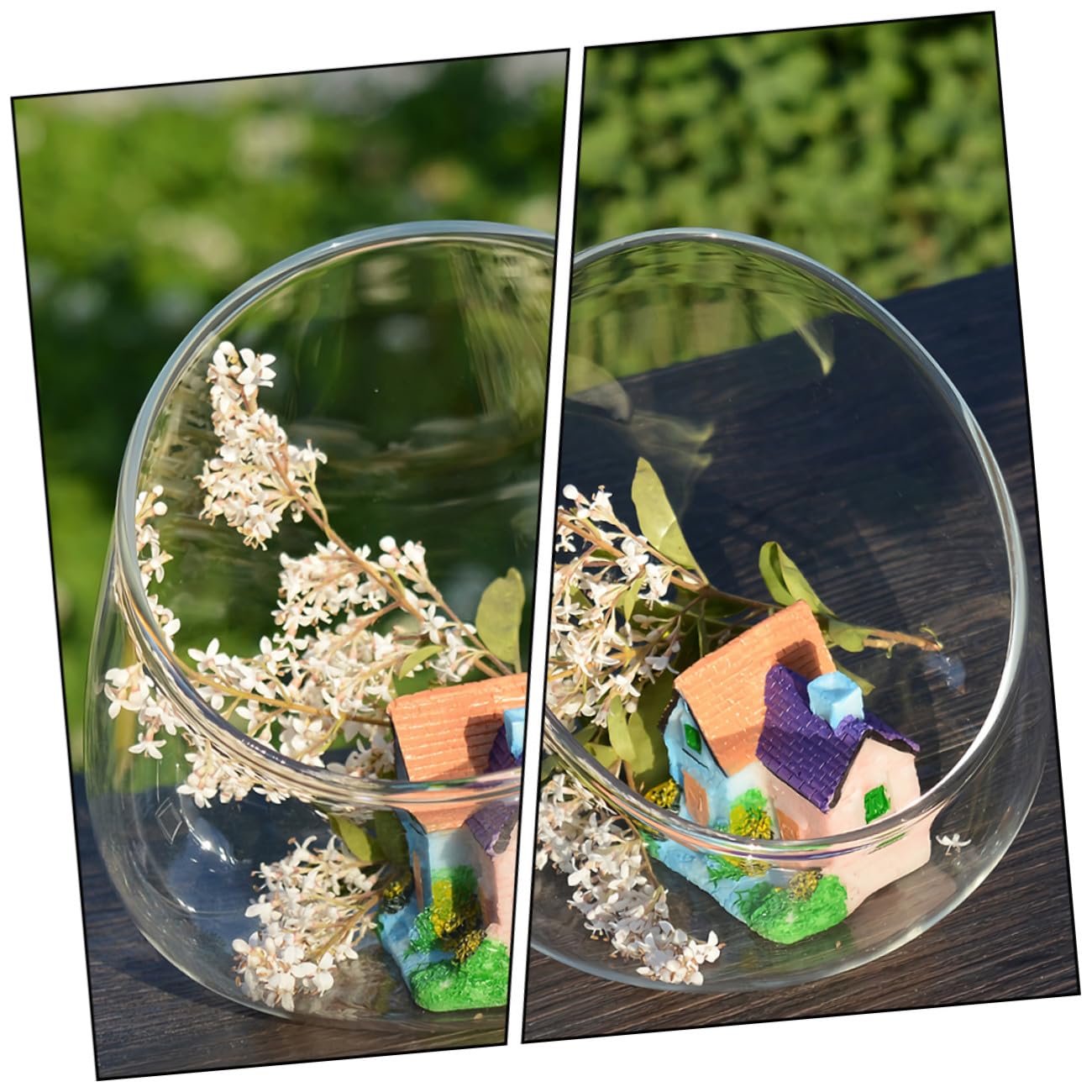Zerodeko 3pcs Slant Cut Glass Terrarium Bottles for Micro Landscape, Succulent Plant Ecological Display, Glass Desk Ornament for Home Décor and Desktop Gardening