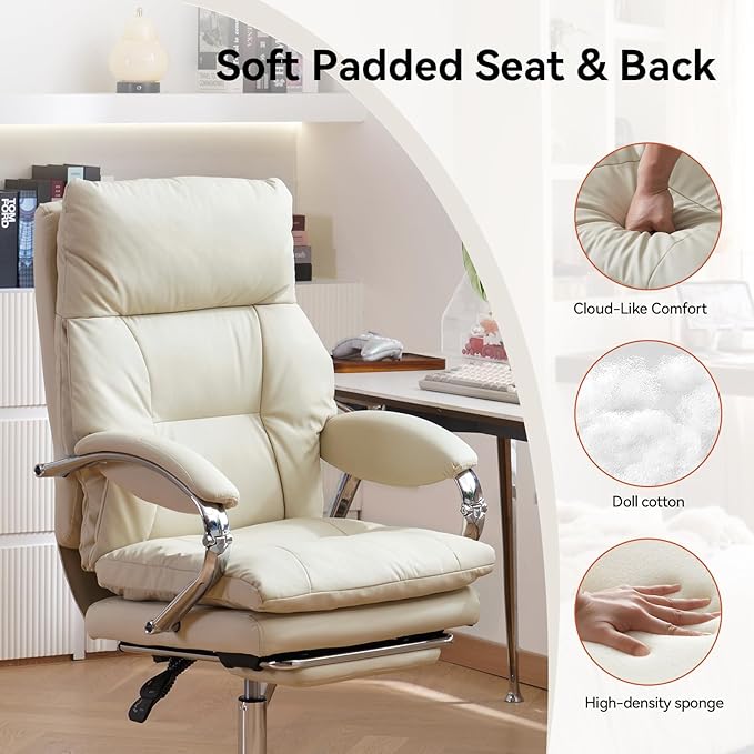 LEAGOO Office Chair with Foot Rest, Ergonomic Executive Office Chair with Arms