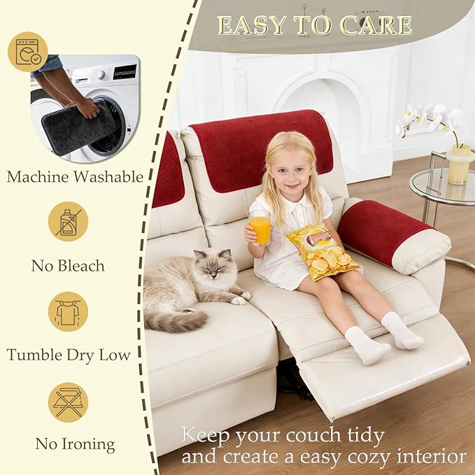 Armrest Covers - Arm Chair Covers Set of 3 Recliner Chair Covers,