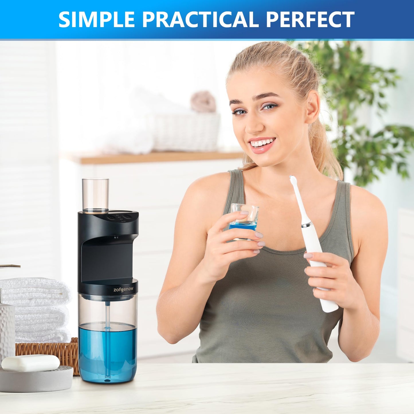 ZOFGENOW Automatic Mouthwash Dispenser for Bathroom,Bathroom Accessories 19.4 Fl Oz Dispensers with Magnetic Cups,Wall Mounted Dispenser,Suitable for All Age Groups,Black