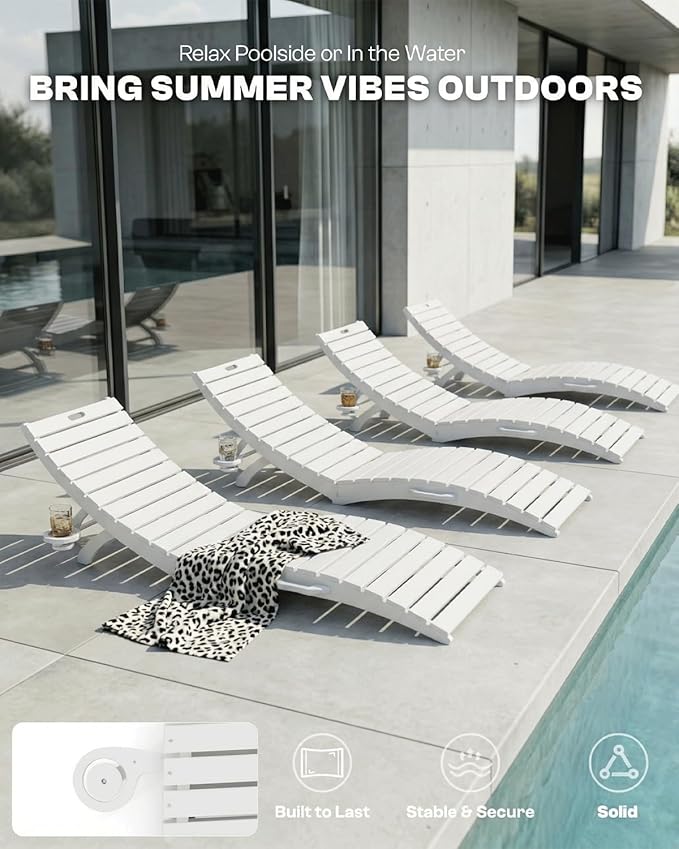 Folding HDPE Outdoor Chaise Lounge