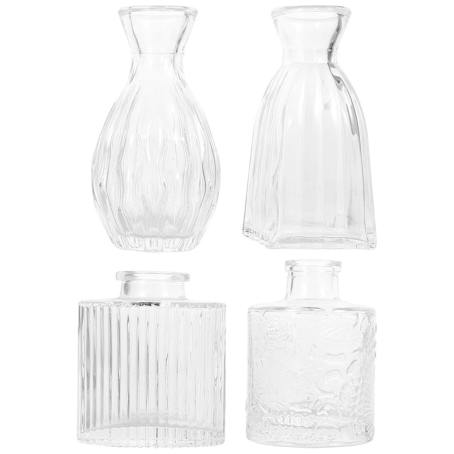 SUPVOX 4pcs Small Glass Hydroponic Vases Decorative Desk Flower Vases for Table Centerpieces Home Décor Glass Plant Terrarium Bottles