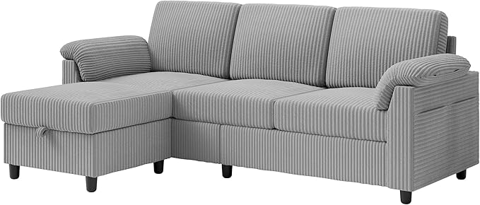 Vongrasig Convertible Sectional Couches Sofa, 3 Seat L Shaped Sofa