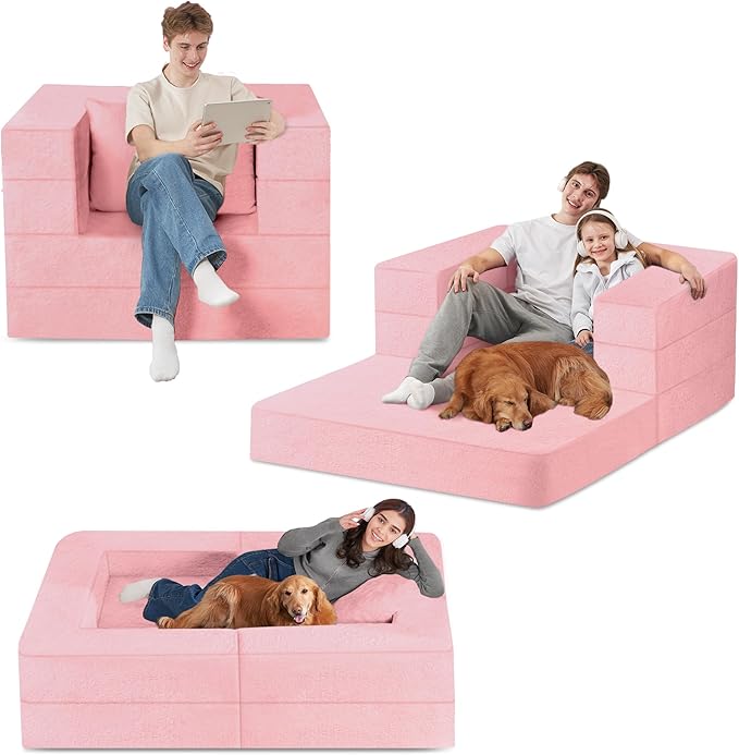 Futon Sofa Bed with Pillow, 3-in-1 Sleeper Sofa Bed with Removable Cover