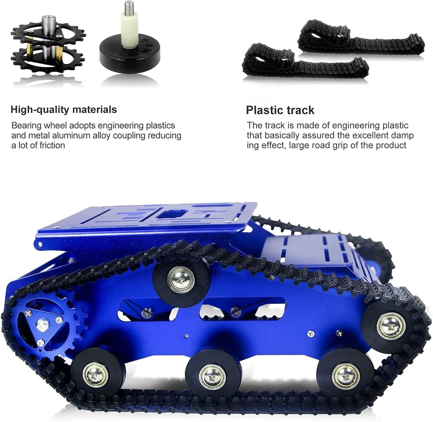 Smart Robot Car Chassis Kit Full Metal Big Tank Chassis with 2WD Motors for Arduino Raspberry Pi Jetson Python DIY Smart Car Learning Kit(Blue1, with Encoder Motor)