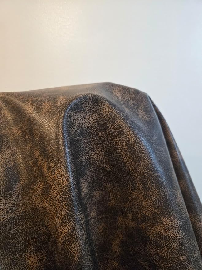 Brown Vintage Distressed Soft Faux Leather Fabric PU Peta Approved Vegan