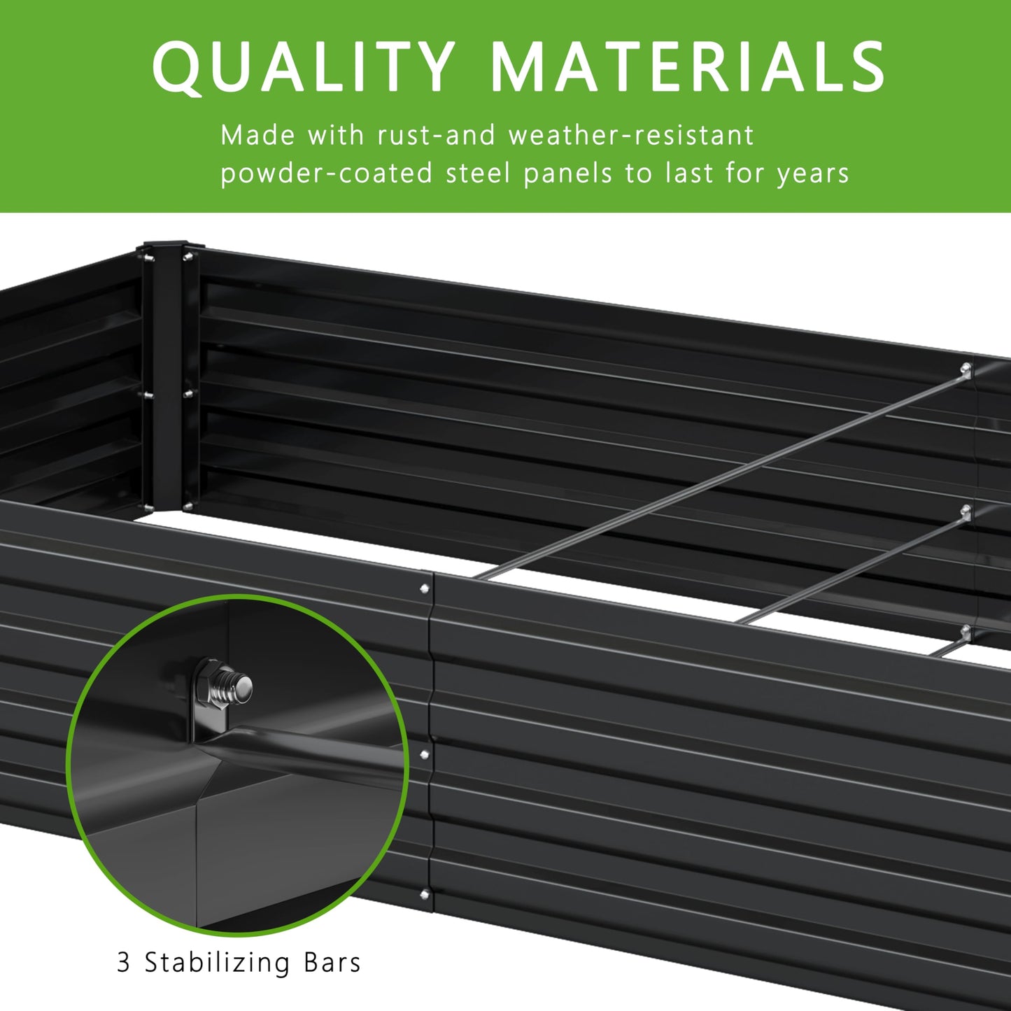 DIIYIV 2PCS 12x2x1FT Galvanized Raised Garden Bed Kit,Vegetable Boxes-Rectangle Metal Flower Box,Large Planter Raised Beds Outdoor Garden for Planting,Fruit,Herb-Black