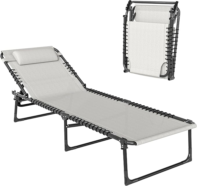 Outsunny Folding Chaise Lounge Chair, Patio Sun Tanning Chair, Outdoor Chaise