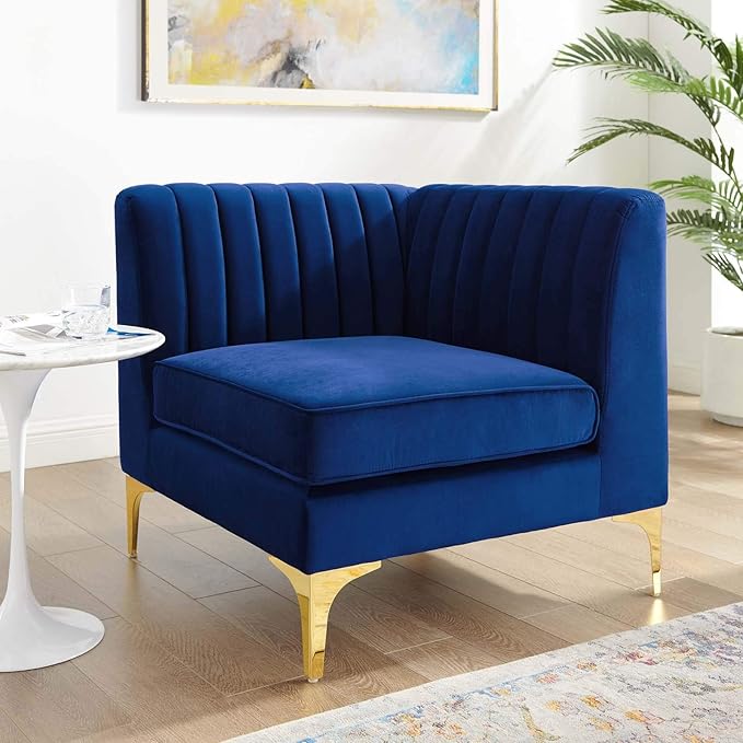 Modway Triumph Channel Tufted Performance Velvet Sectional Sofa Corner Chair