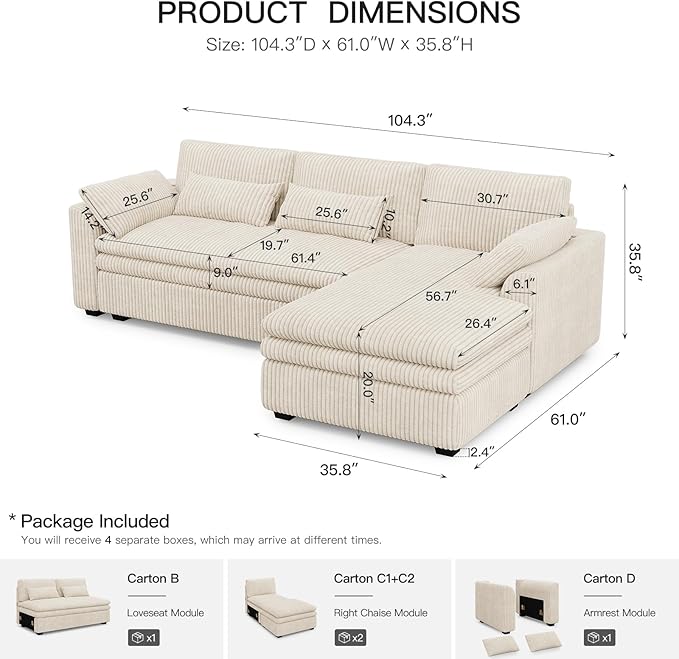Belffin Large Modular Sectional Sofa