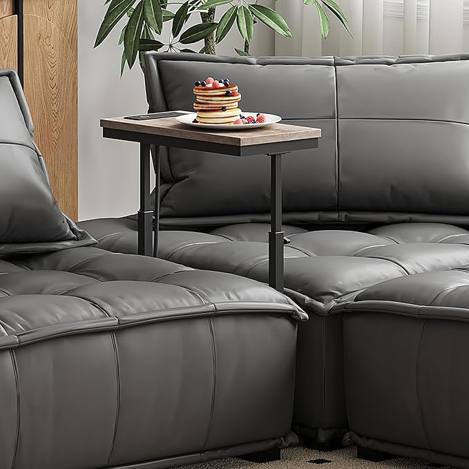TUTOTAK End Table with Charging Station, Side Table, Tall Couch Table, Sofa