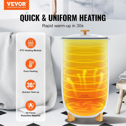 VEVOR Towel Warmers for Bathroom, Towel Warmer Bucket Auto Shut Off for Spa Fits up to 3 Oversized Towels, Blankets, Clothes, Bathrobes, PJ's and More