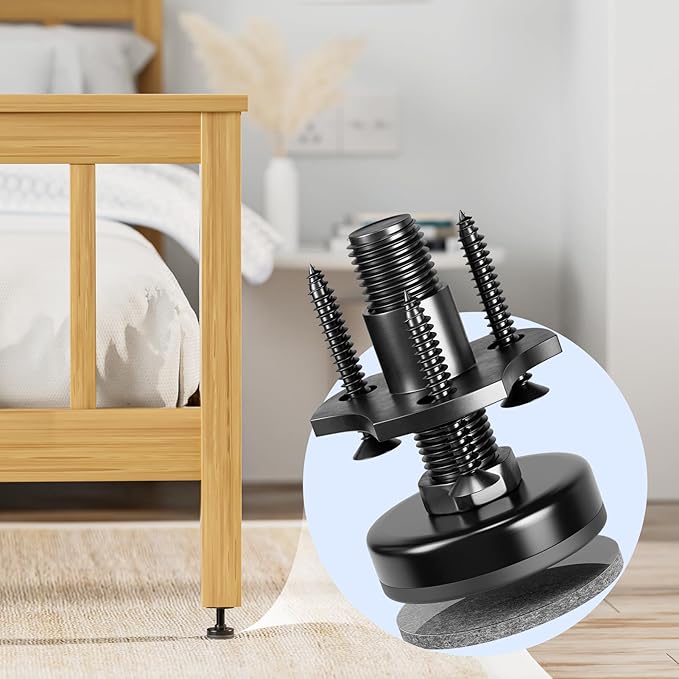 MROCO Adjustable Leveling Feet, 3/8"-16 Thread T-Nut Kit Furniture Levelers