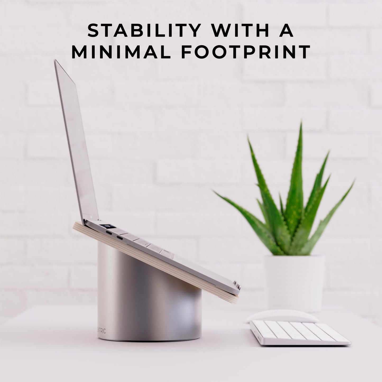 HumanCentric Laptop Riser for Desk in Black Walnut Wood Top and Space Gray Aluminum Base, Compatible with MacBook and Other Laptops Up to 16 Inches, Ergonomic Computer Holder, 25-Degree Angle Tilt