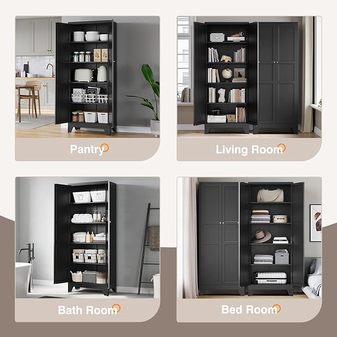 Yizosh Metal Pantry Cabinet, Cupboard