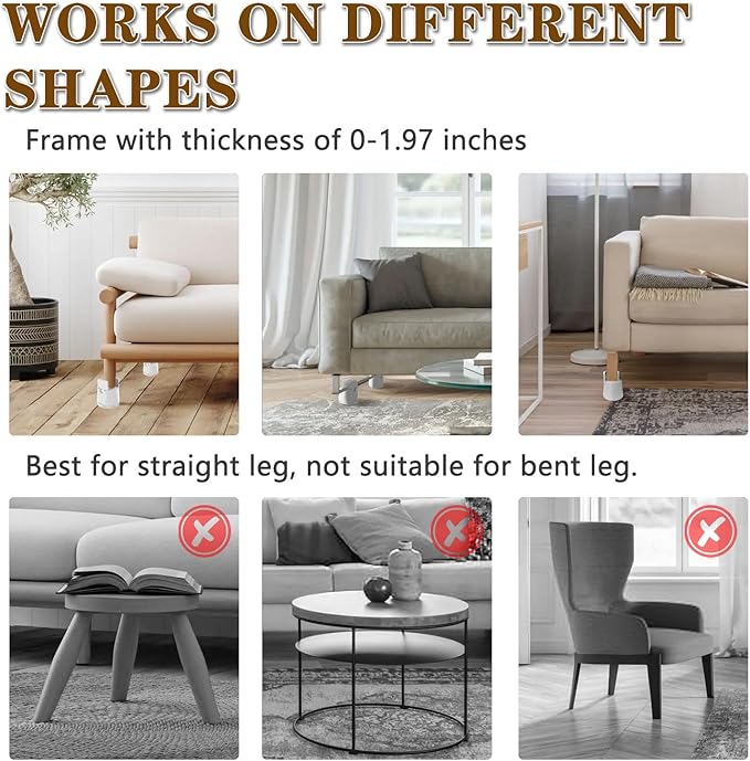 Heavy Duty Bed Risers, Furniture Height Extenders Lifts 2.36"-3.15" Storage