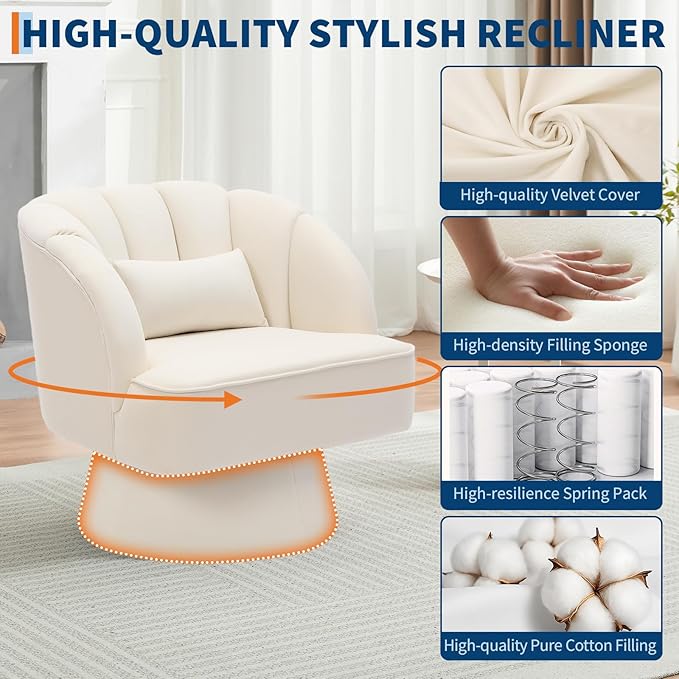 Garvee Ultra-Plush Swivel Accent Chair, 360° Barrel Lounge Chair