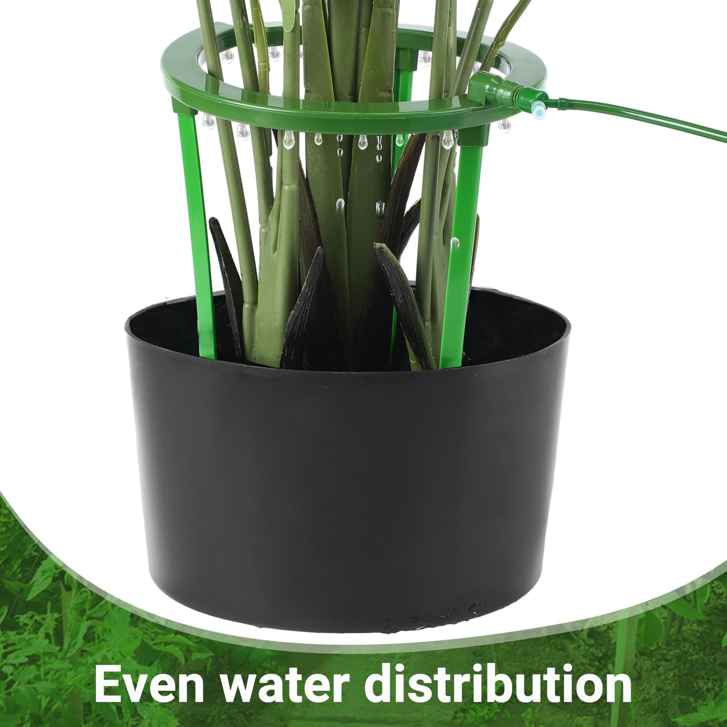 Tujoe 4 Sets Water Ring 3 Leg Support Drip Emitter Drip Ring with 1/8 Inch Barbed Inlet Fitting Removable Stakes for Grow Media Irrigation System Rain Watering Tree Plants, Green (12 Inch)