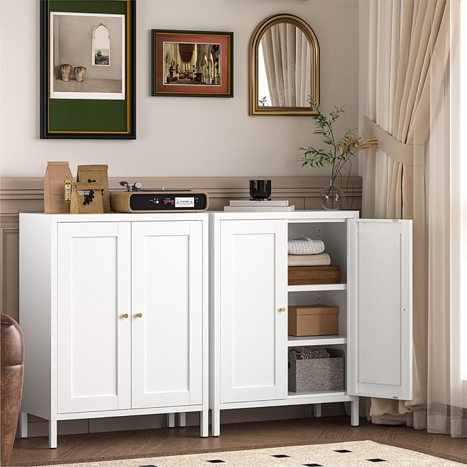 YAUWOH Metal Bathroom Storage Cabinet, Bathroom Floor Storage Cabinet