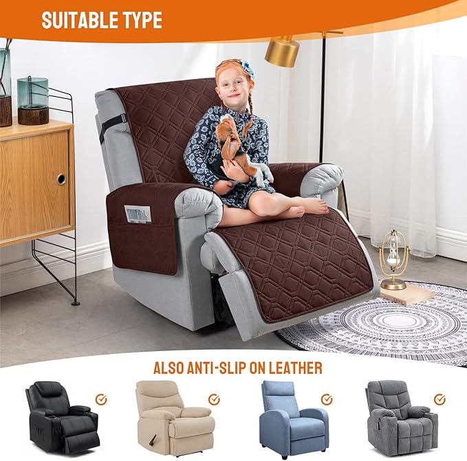 VANSOFY 100% Waterproof Recliner Chair Covers, Recliner Cover Non-Slip Dog