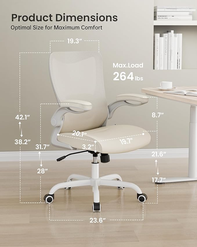 MUXX.STIL Office Chair, PU Leather Ergonomic Desk Chair