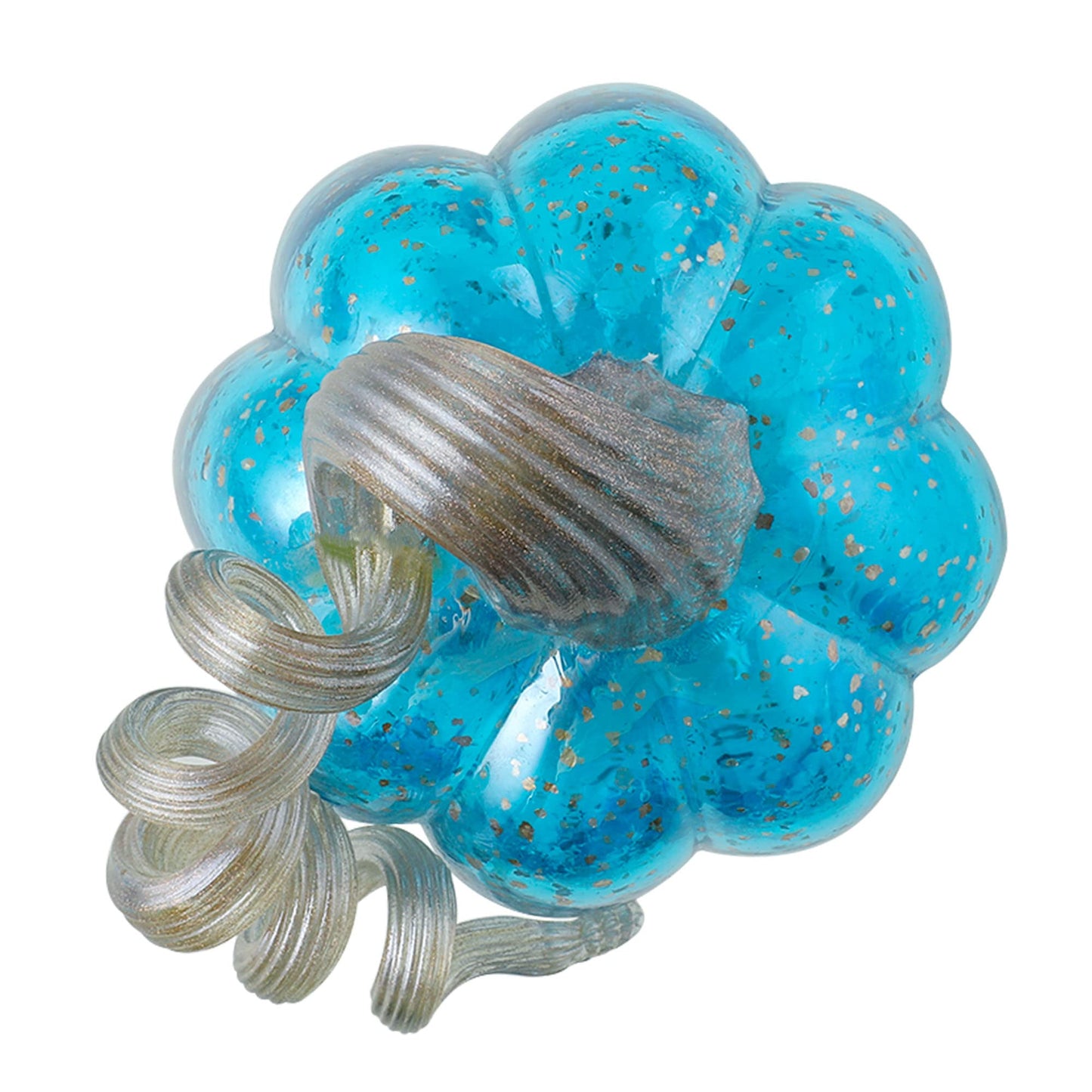 Glitzhome Hand Blown Glass Pumpkin Decor 6" Blue - Artisan Fall Table Centerpiece for Thanksgiving Harvest Home Decor Halloween Displays