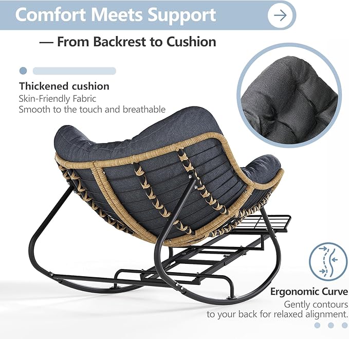 SWITTE Outdoor Papasan Rocking Chair