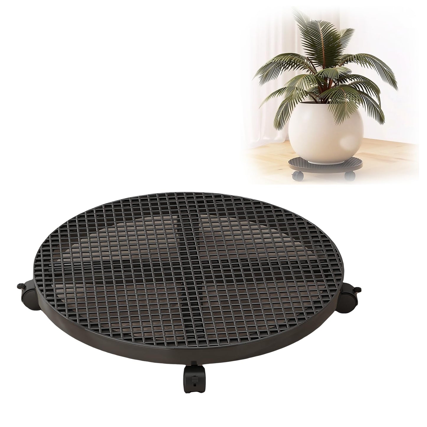 VelvetWing Metal Plant Caddy with Wheels,Heavy Duty Round Plant Stand Outdoor Indoor,Rolling Plant Stand,Plants Rollers,Flower Pot Dolly Holder Black 12 Inch