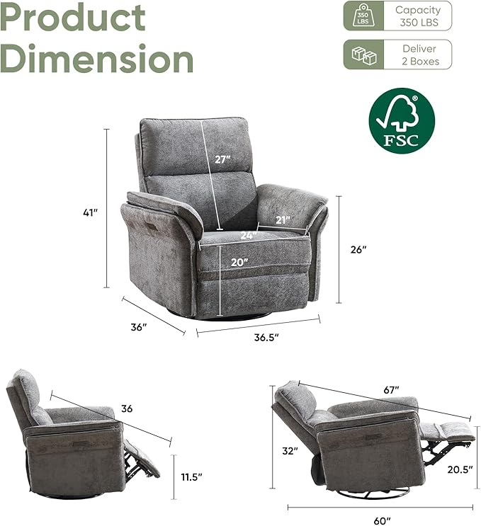 Power Swivel Rocker Recliner, Glider Recliner Nursery Chair