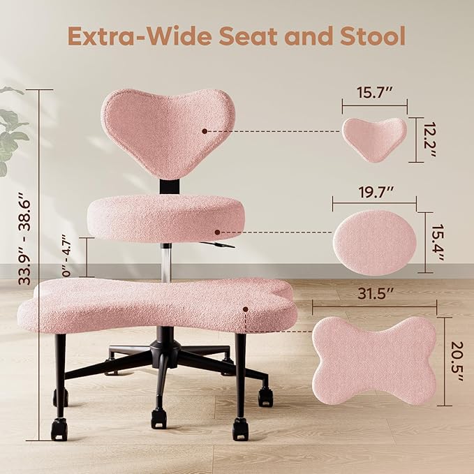 Pinmoco Ergonomic Cross Legged Chair, 360° Swivel Meditation Chair
