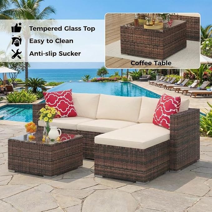 5-Piece Outdoor Sectional Sofa Set, Outdoor Patio Set Sectional Sofa,