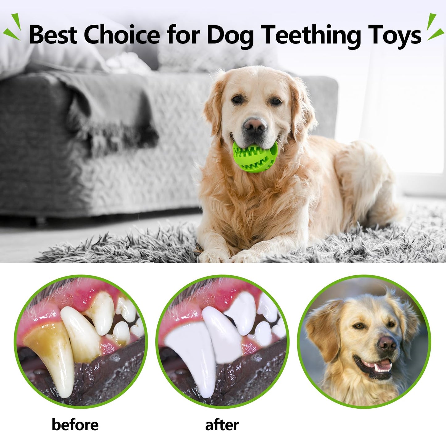 Bojafa Treat-Dispensing Dog Toys: Durable Rubber Puppy Toys for Boredom - Dog Treat Balls for Small & Medium Breed Indoor Play (2pack)