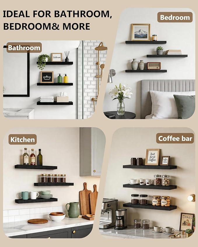 WALI Floating Shelves for Wall, 3 Tier Bathroom Storage Shelf Over Toilet