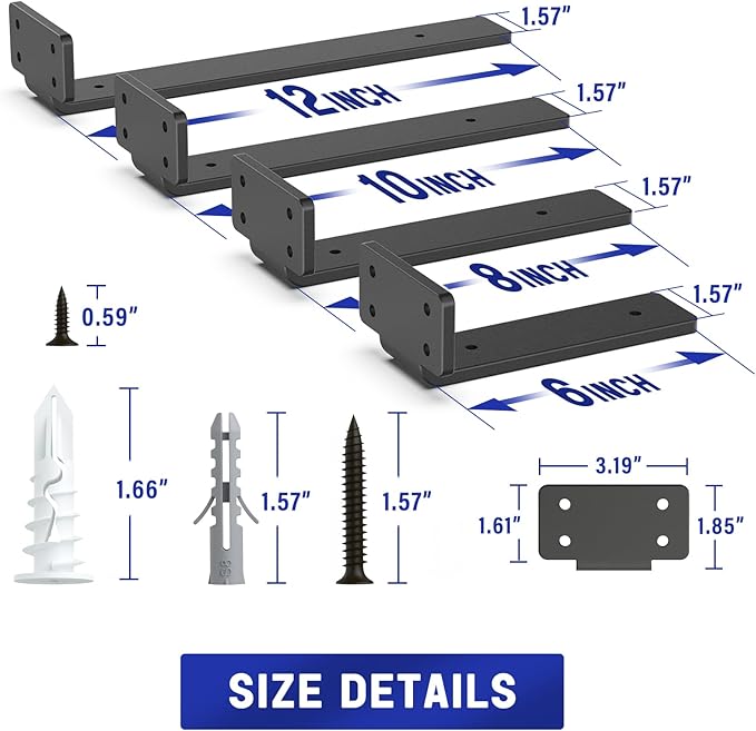 Goovilla Shelf Bracket, Heavy Duty Floating Shelf Brackets 12 inch Long
