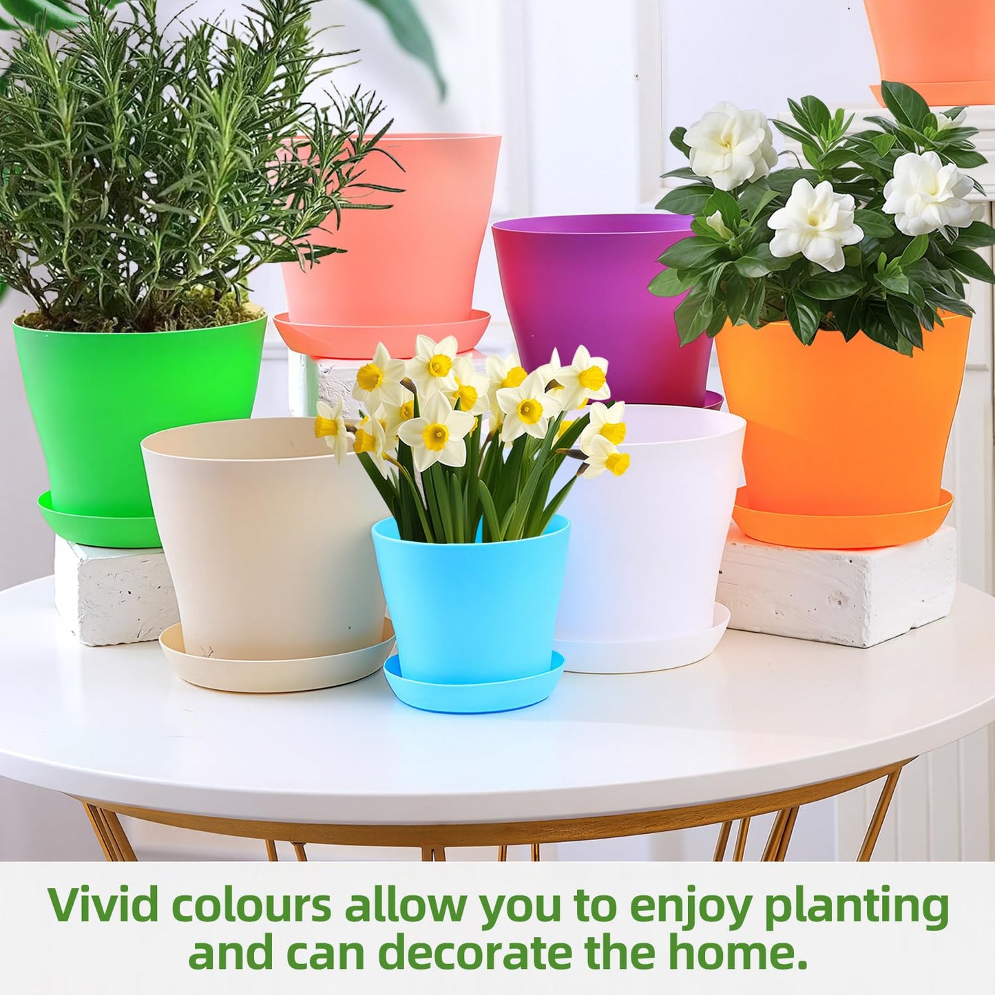 SeewtLice 100 Pcs 3.3 Inch Plastic Flower Plant Pots with Drainage Holes & Saucers for Indoor Outdoor Garden Planting, Nursery Pots for Succulents, Herbs, Seeds, African Violets, Cactus