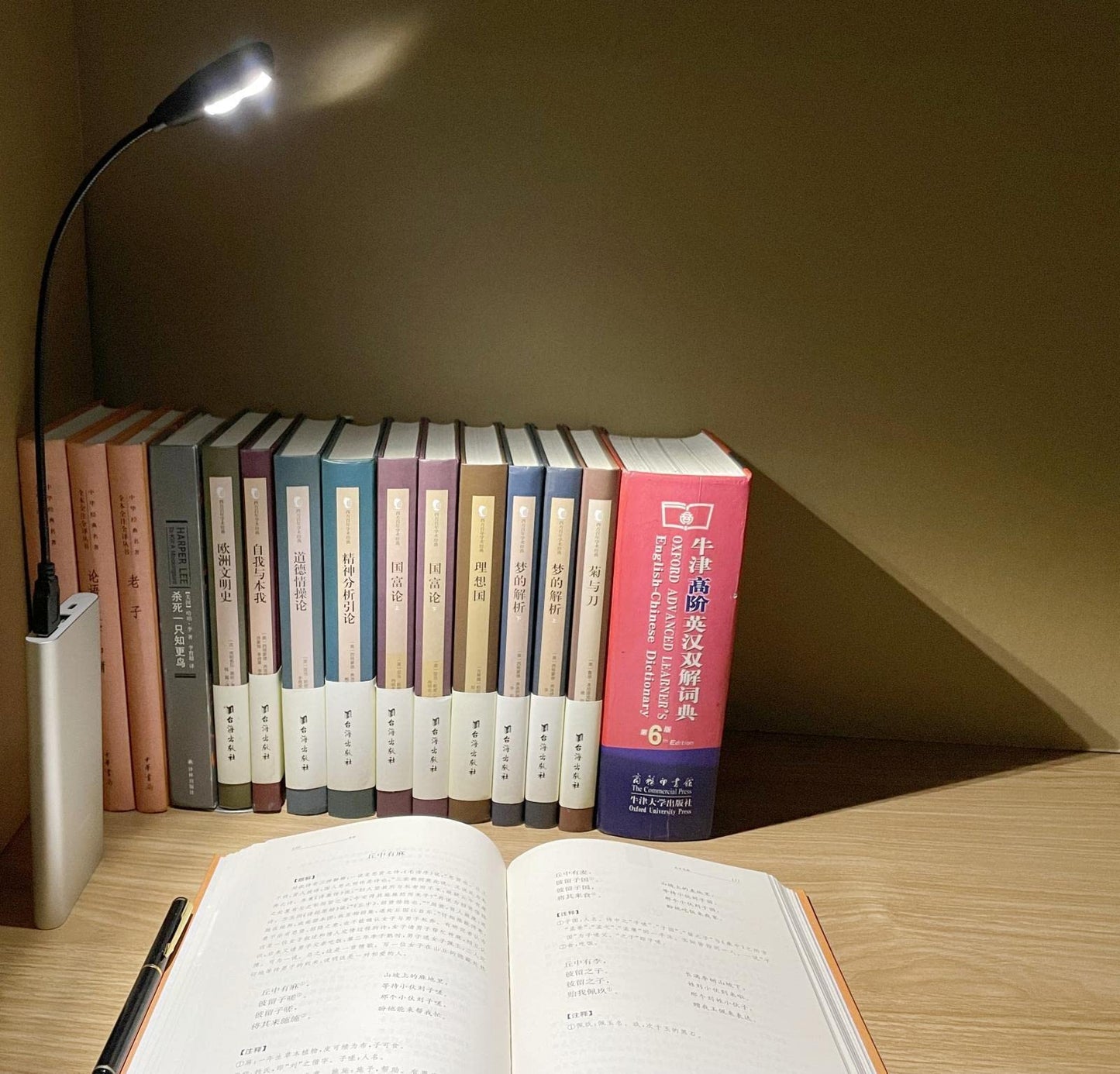 Kyfreshpower LED USB Reading Lamp Light with 2-Brightness Dimmable Setting, Flexible Gooseneck USB Light for Notebook Laptop Keyboard, Powerbank(On/Off Switch, 1 Black+1 Mini USB Light)