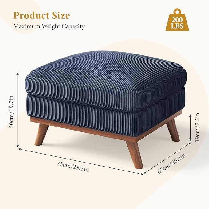 Vesgantti Large Ottoman for Modular Sofa, 29.5" Corduroy Ottoman