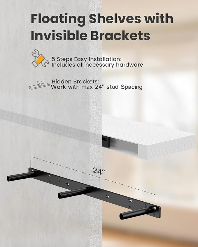 AMADA HOMEFURNISHING 35.4" L Floating Shelves, Wall Shelves Set of 3