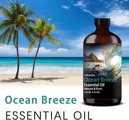 Ocean Breeze Essential Oil, Ocean Breeze Oil 4 Fl Oz 120ML for Diffuser Humidifier Yoga Cleaning DIY Candle Soap Making Perfume Gift for Women Fragrance Oils FRAOIL (Ocean Breeze 4 Fl Oz (Pack of 1))