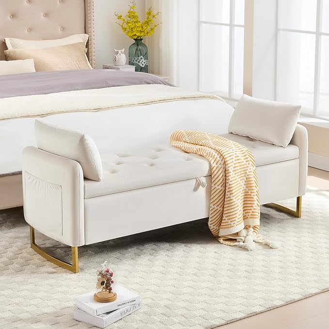 48" End of Bed Bench, Modern Storage Benches