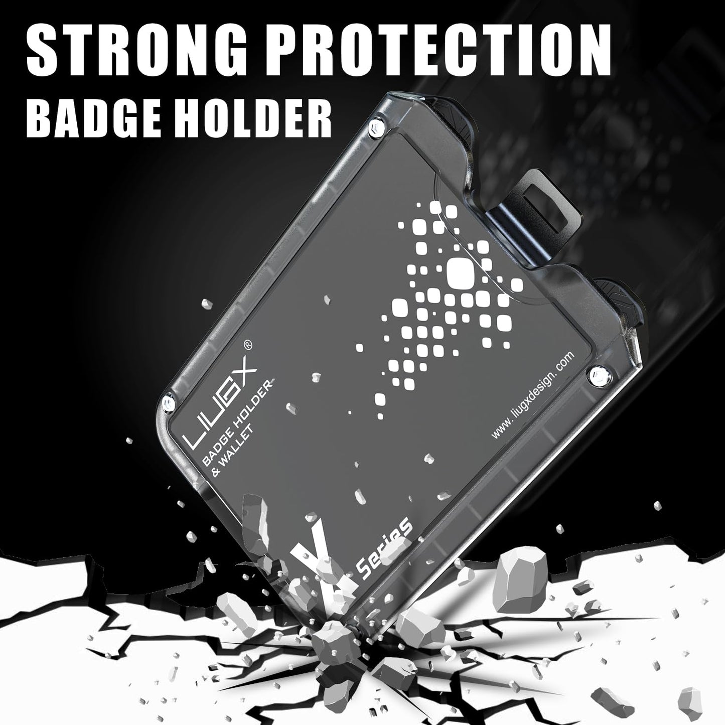 LIUGX Badge Holder, No-Clip Version, ID Card Holder, Durable Polycarbonate (Holds 6 Cards), for Office, Laborer, Police, Work, Black