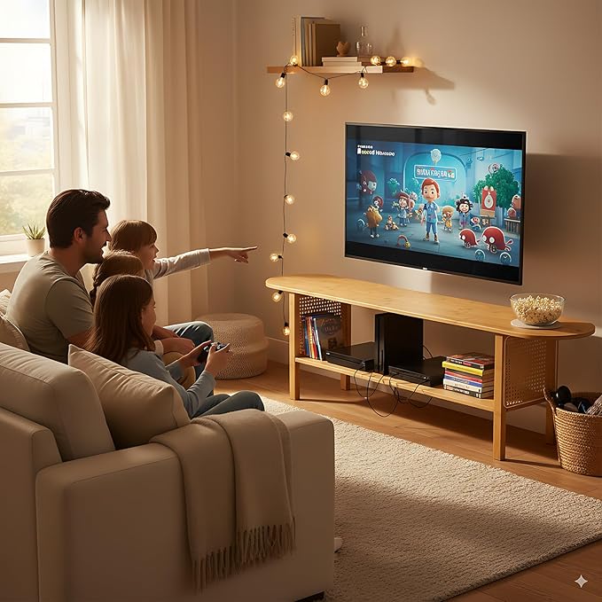 Tiita TV Stand with Storage for TVs up to 65'', Bamboo TV Console Entertainment
