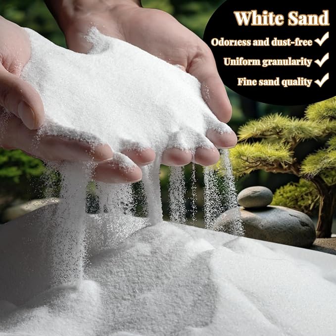 RAINFLOW 30 OZ Fine White Sand for Crafts - Quartz Zen Garden Sand Decorative for Vases Filler, Wedding Unity Ceremony, Incense Burner, Aquarium