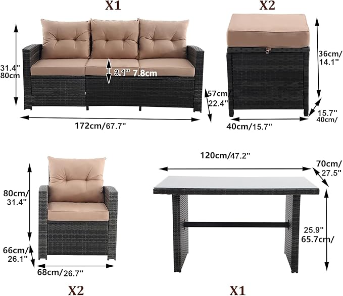 6 Pieces Patio Furniture Set