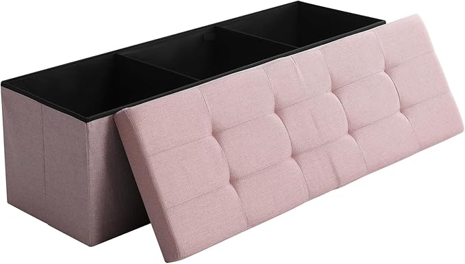 45.3 Inches Storage Ottoman Bench Foldable Seat Footrest Shoe Bench End of Bed