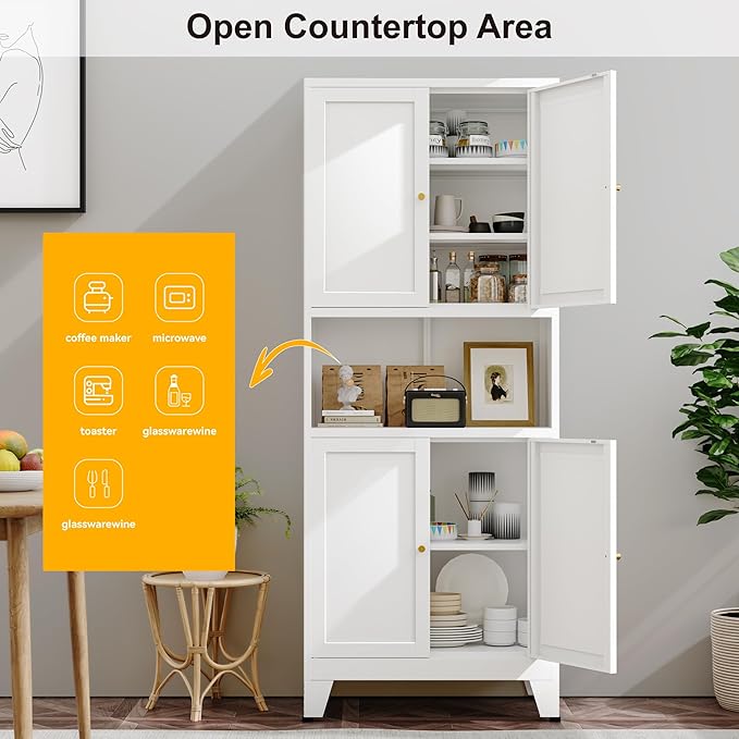 YAUWOH 69" Tall Metal Pantry Cabinet