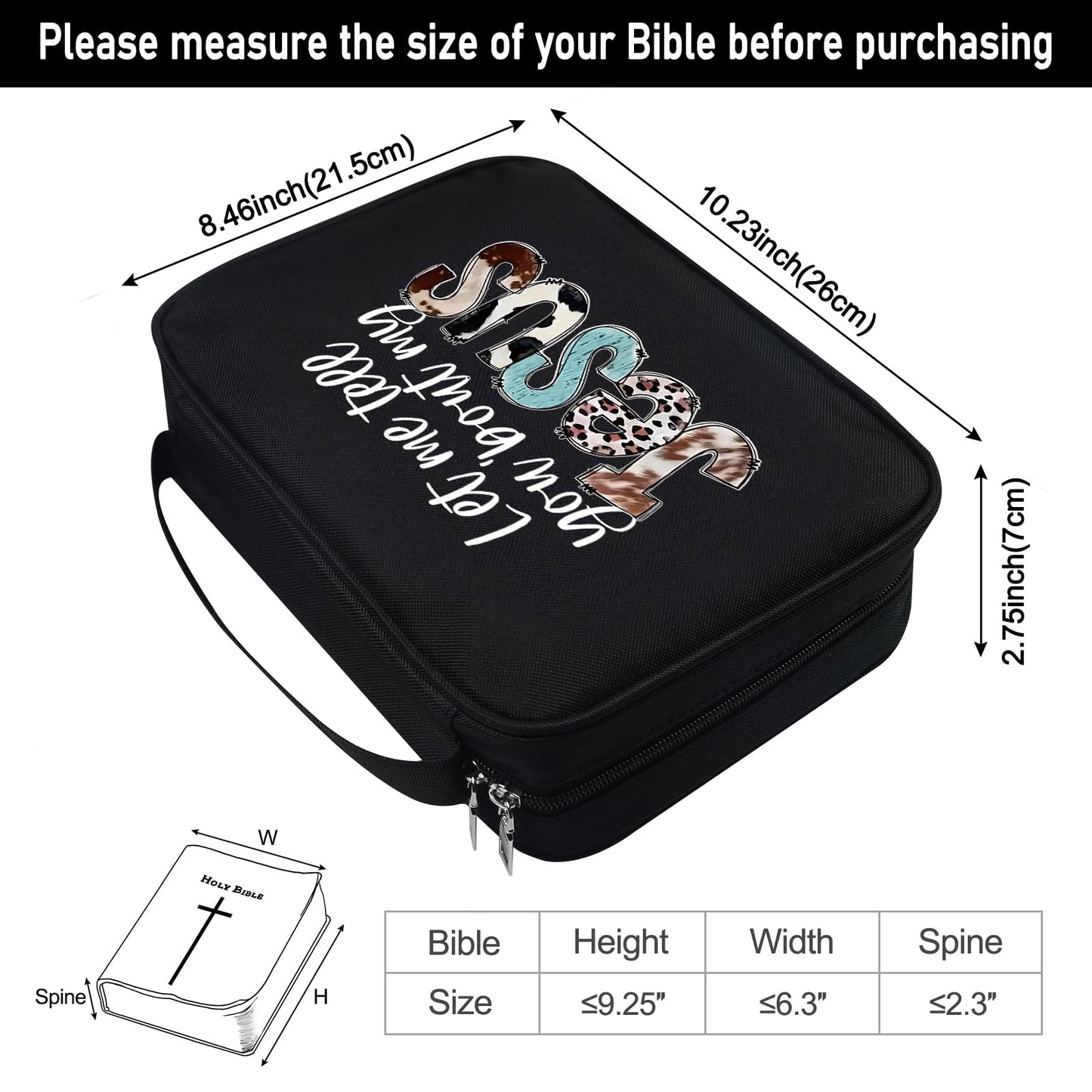 Bible Cover Case for Women & Men, Bible Study Supplies Book Covers with Zipper for Journaling/NIV/ESV/KIV, Carrier Tote Bag Carrying Case with Strap for Teens Travel/Church Bible Study