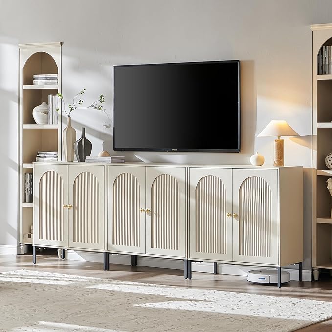 IFBUY Modern Sideboard Buffet Cabinet, 92.63" W Fluted Arched Buffet Cabinet